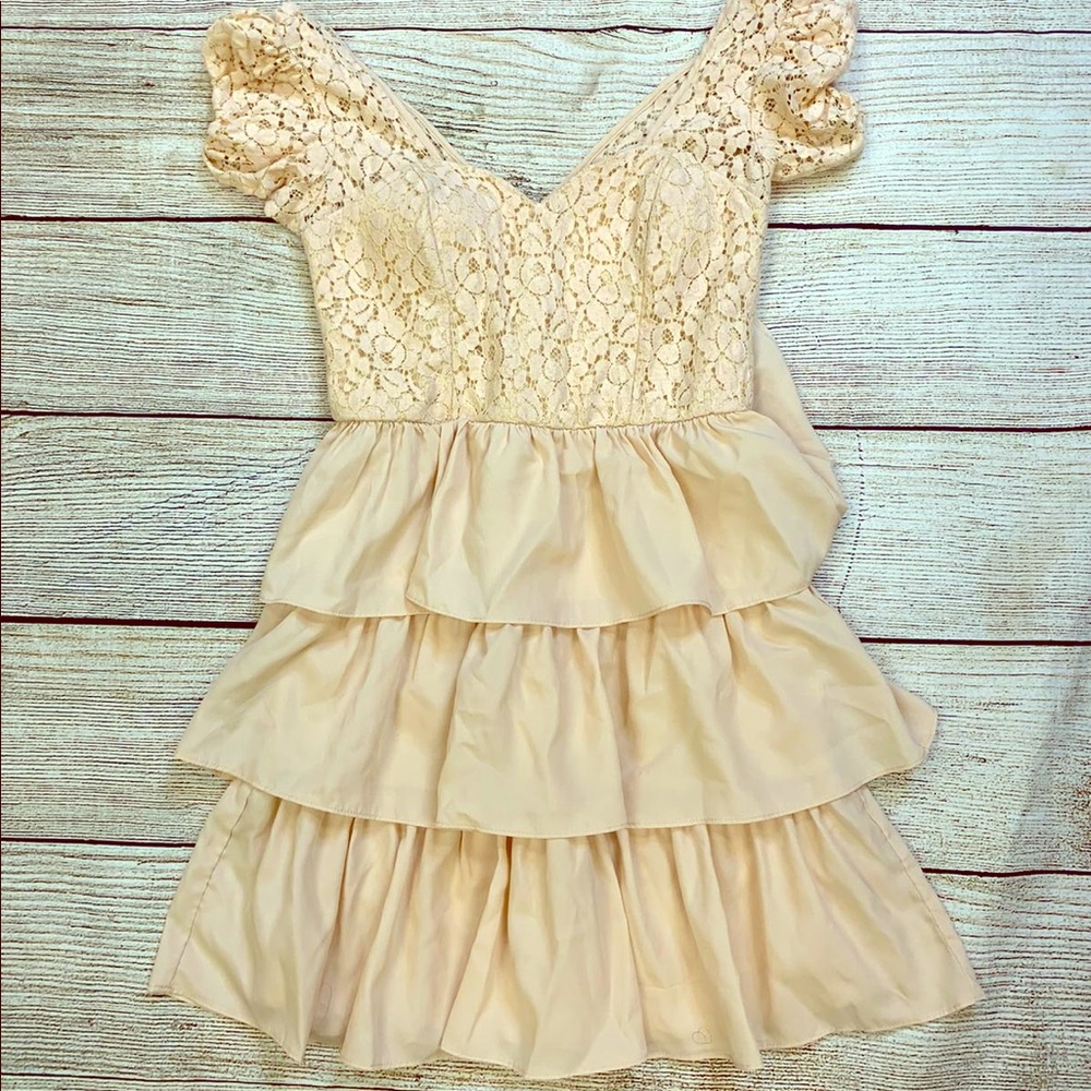 Jodi Kristopher dress lace ruffles